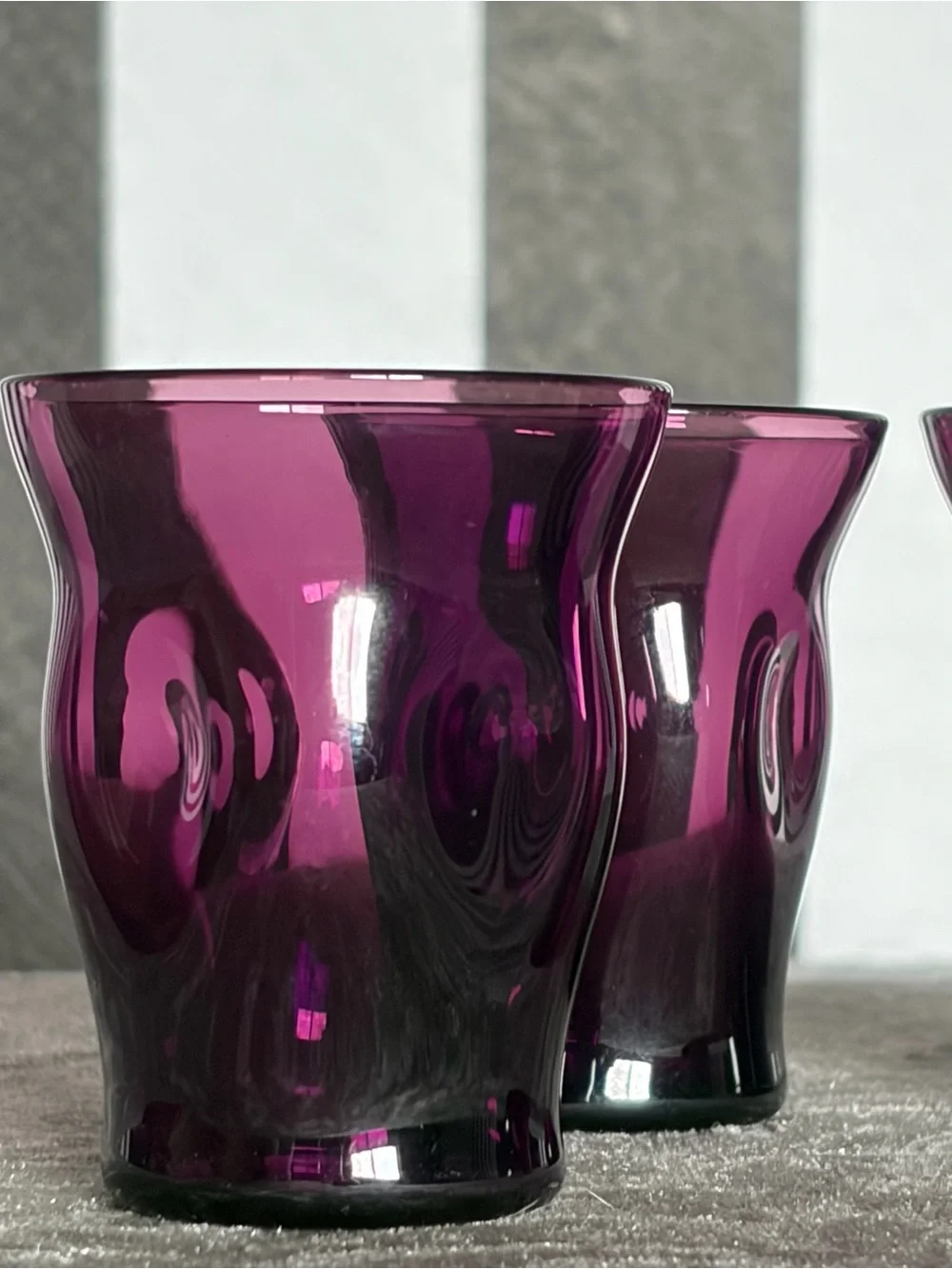 Cambridge Glass 1930s Mulberry Amethyst Pinch Tumblers Cordial Glasses Set of 4